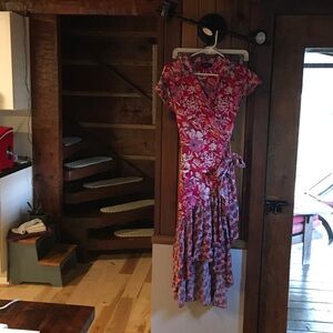 Elegant Pink Floral High-Low Dress